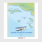 カリフォルニア州チャンネル諸島の地図 シール (シート)