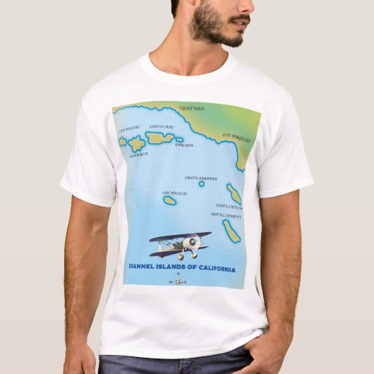 カリフォルニア州チャンネル諸島の地図 Tシャツ (正面)