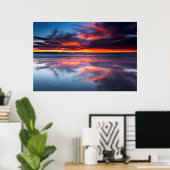 カリフォルニア州チャンネル諸島上空の夕日 ポスター (ホームオフィス)