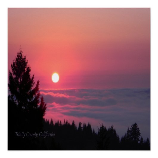 カリフォルニア州トリニティ郡の夕日 ポスター (正面)
