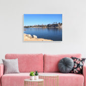 カリフォルニア州ニューポート州ウェッジビーチからの表示 キャンバスプリント (インサイチュ (リビング))