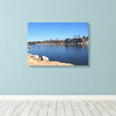 カリフォルニア州ニューポート州ウェッジビーチからの表示 キャンバスプリント (インサイチュ (ウッドフロア))