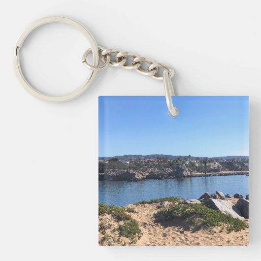 カリフォルニア州ニューポート州ウェッジビーチからの表示 キーホルダー (正面)