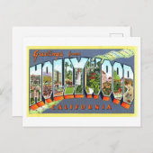 カリフォルニア州ハリウッドからのヴィンテージ・グリーティング ポストカード (正面/裏面)