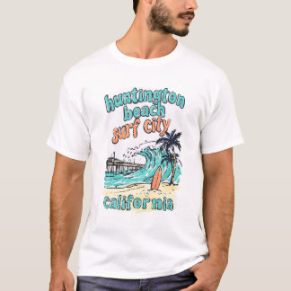 カリフォルニア州ハンティントンビーチのレトロサーファー波 Tシャツ