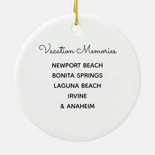 カリフォルニア州バケーションプレイス訪問済み セラミックオーナメント (裏面)