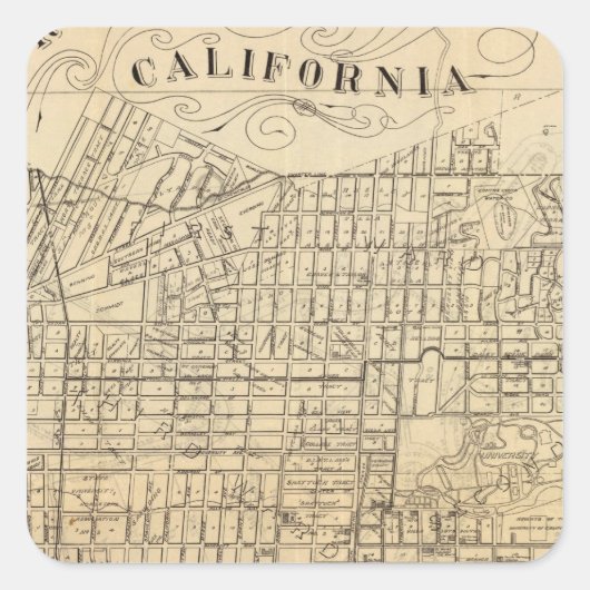 カリフォルニア州バークレーの地図 スクエアシール (正面)