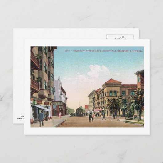カリフォルニア州バークレー・テレグラフ・アベージ・ヴィンテージ ポストカード (正面/裏面)