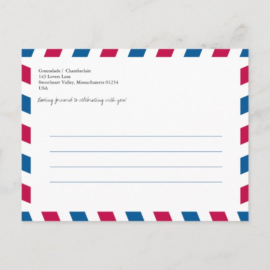 カリフォルニア州バージニア州の所在地Airmail日付を保存 案内ポストカード (裏面)