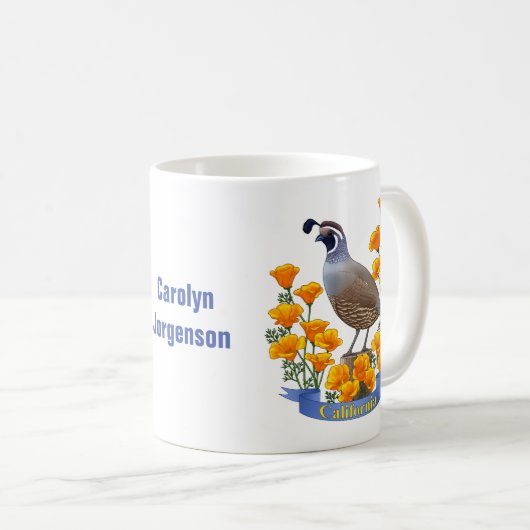 カリフォルニア州バードウズイルゴールデンポピー コーヒーマグカップ (正面右)