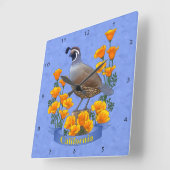 カリフォルニア州バードウズイルゴールデンポピー スクエア壁時計 (傾斜)