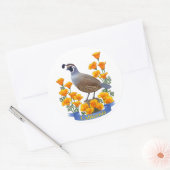 カリフォルニア州バードウズイルゴールデンポピー ラウンドシール (封筒)