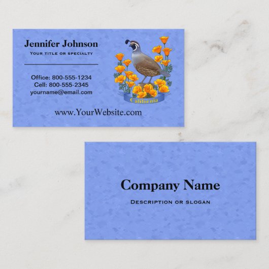 カリフォルニア州バードウズイルゴールデンポピー 名刺 (正面/裏面)