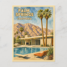 カリフォルニア州パームスプリングスのレトロな旅行風景 ポストカード