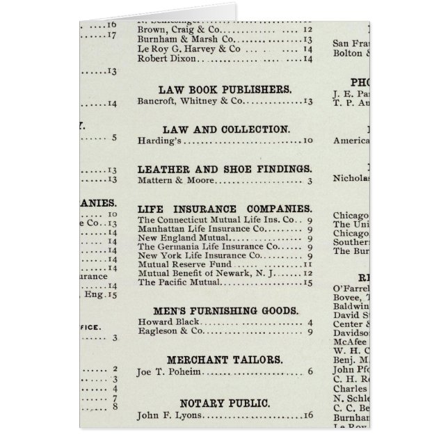 カリフォルニア州ビジネスインデックスページ (正面)