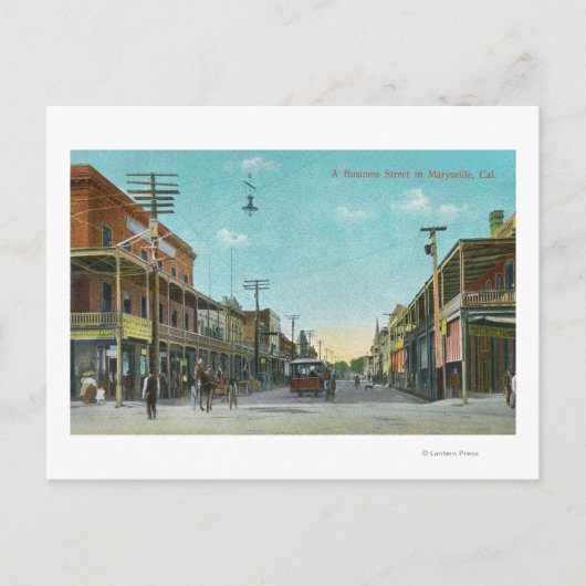 カリフォルニア州ビジネスストリートマリーズビルのビュー ポストカード (正面)