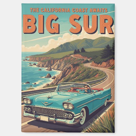 カリフォルニア州ビッグサーのヴィンテージ旅行 マグネット (正面)
