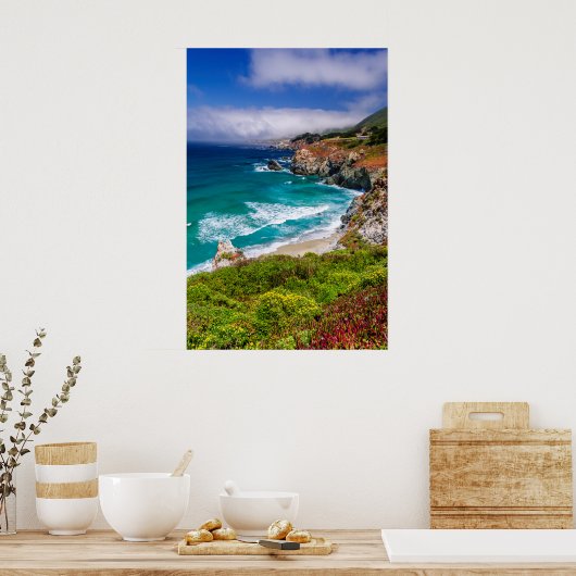 カリフォルニア州ビッグサーの海岸線 ポスター (キッチン)
