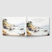 カリフォルニア州ビッグサー 水彩画風景 ウェディング ゲストブック (全面)