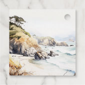 カリフォルニア州ビッグサー 水彩画風景 ウェディング フェイバータグ (裏面)