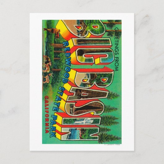 カリフォルニア州ビッグ・ベイスン – ラージ・レター・シーン ポストカード (正面)