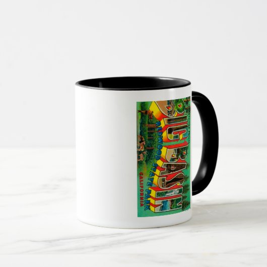 カリフォルニア州ビッグ・ベイスン – ラージ・レター・シーン マグカップ (正面右)