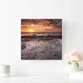 カリフォルニア州ビーチの夕日 スクエア壁時計 (ホーム)