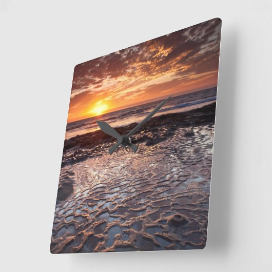 カリフォルニア州ビーチの夕日 スクエア壁時計 (傾斜)