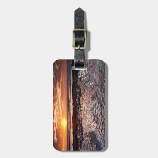 カリフォルニア州ビーチの夕日 ラゲッジタグ (正面縦)