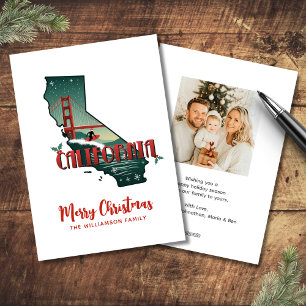 カリフォルニア州ファミリーフォトクリスマス シーズンカード