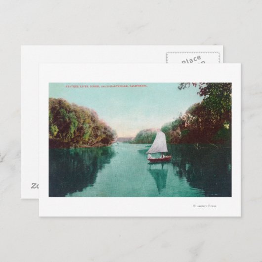 カリフォルニア州フェザー・リバー・マリズビルの帆船 ポストカード (正面/裏面)