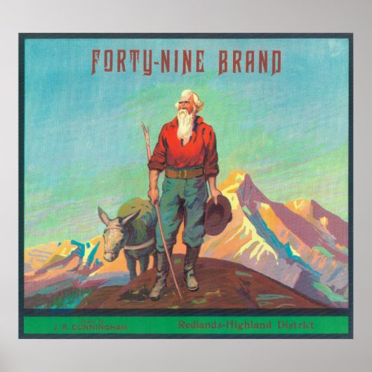 カリフォルニア州フォーティーナインオレンジラベルレッドランズ ポスター (正面)