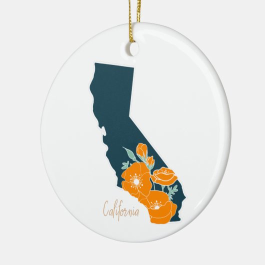 カリフォルニア州フラワーポピーシルエットフローラ セラミックオーナメント (左)