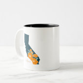 カリフォルニア州フラワーポピーシルエットフローラ ツートーンマグカップ (正面左)