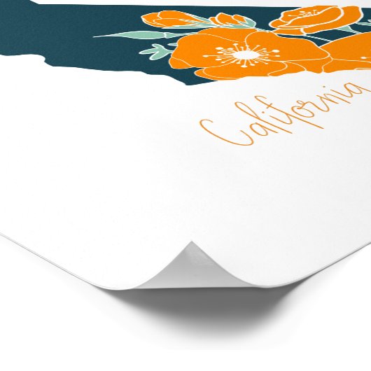 カリフォルニア州フラワーポピーシルエットフローラ ポスター (角)