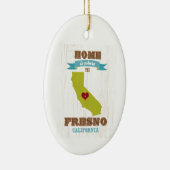 カリフォルニア州フレスノの地図 – ホームはハート セラミックオーナメント (右)