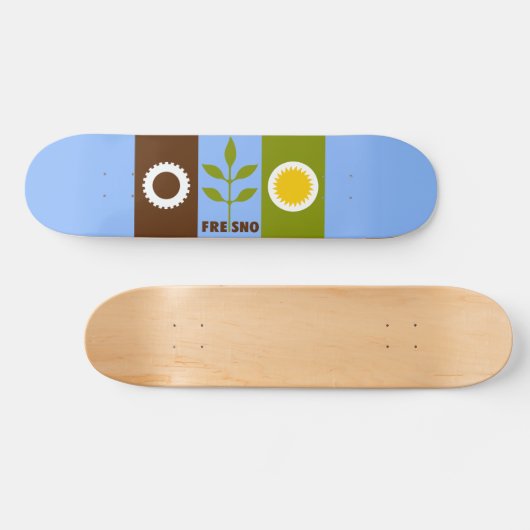 カリフォルニア州フレスノ市旗 スケートボード (横)