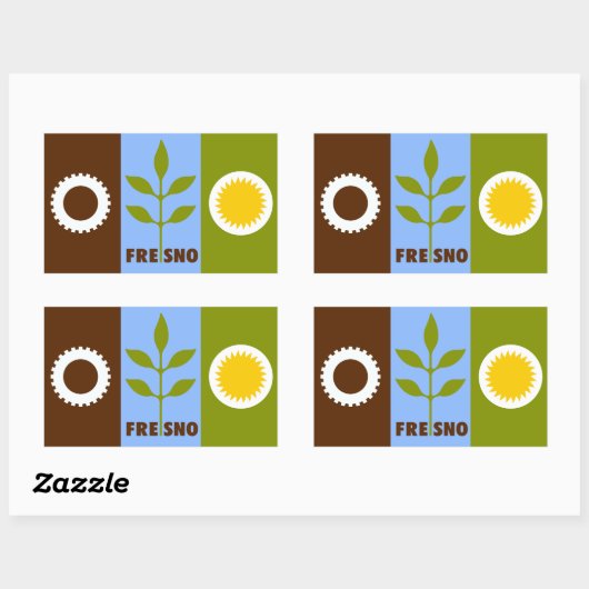 カリフォルニア州フレスノ市旗Rectangular Sti 長方形シール (シート)