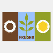 カリフォルニア州フレスノ市旗Rectangular Sti 長方形シール (正面)