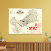 カリフォルニア州フレスノ郡の地図 キャンバスプリント (インサイチュ (リビング))