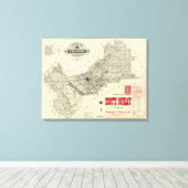 カリフォルニア州フレスノ郡の地図 キャンバスプリント (インサイチュ (ウッドフロア))