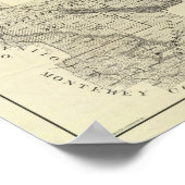 カリフォルニア州フレスノ郡の地図 ポスター (角)