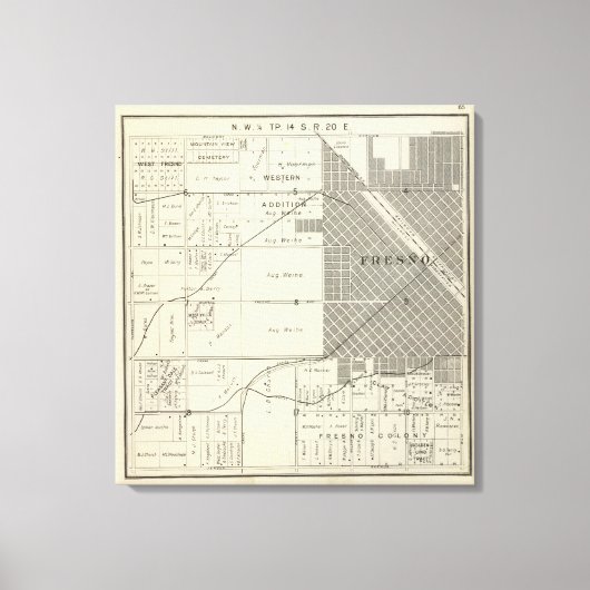 カリフォルニア州フレスノ郡32 キャンバスプリント (正面)