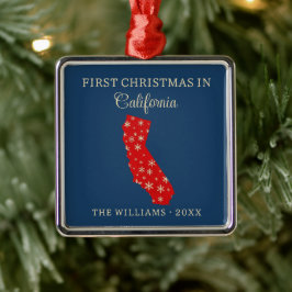 カリフォルニア州ブルーのファミリーファーストクリスマス メタルオーナメント