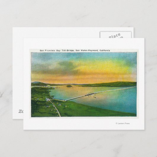 カリフォルニア州ヘイワードへのベイブリッジの空中表示 ポストカード (正面/裏面)