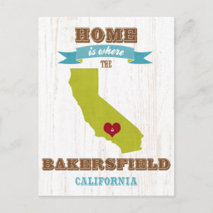 カリフォルニア州ベーカーズフィールドの地図 – ホームはどこか ポストカード