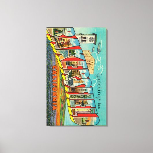 カリフォルニア州ベーカーズフィールド – ラージレターのシーン キャンバスプリント (正面)