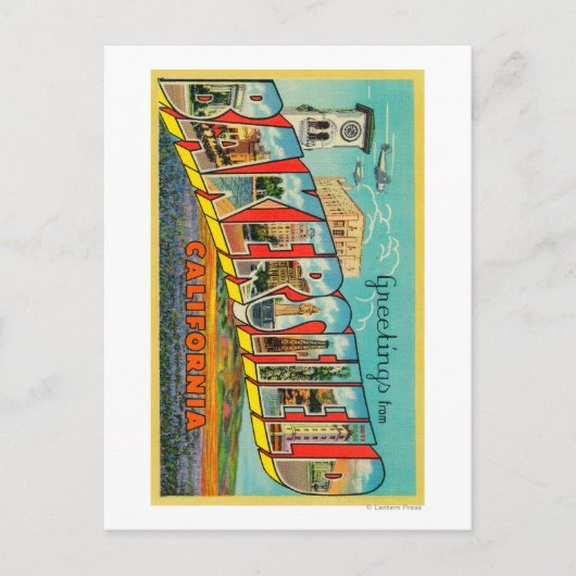 カリフォルニア州ベーカーズフィールド – ラージレターのシーン ポストカード (正面)