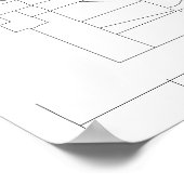 カリフォルニア州ベーカーズフィールド（黒の白） ポスター (角)