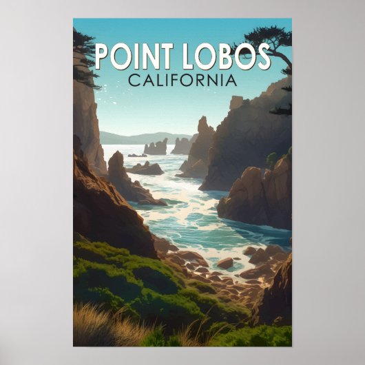 カリフォルニア州ポイントロボス旅行アートヴィンテージ ポスター (正面)